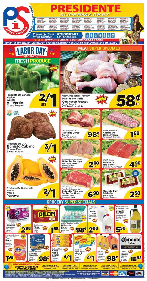 Open 7 days a week. . Presidente supermarket weekly specials